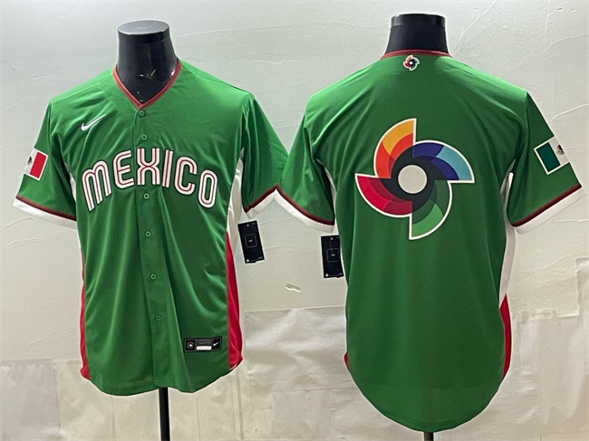 Men's Mexico Baseball Team Big Logo Green 2026 World Baseball Classic Home Stadium Stitched Jersey Men's Mexico Baseball Team Big Logo Green 2026 World Baseball Classic Home Stadium Stitched Jersey
